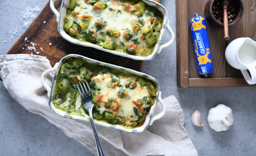 Zapečené gnocchi se špenátovo-sýrovou omáčkou